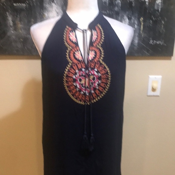 Boho Embroidered Fully Lined Halter Dress-Size XL - Picture 5 of 11